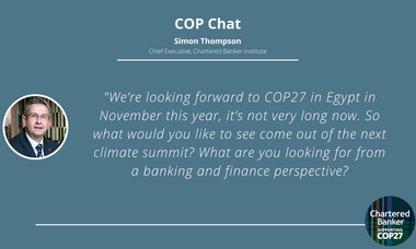 Simon Thompson, Chief Executive, Chartered Banker Institute, COP Chat